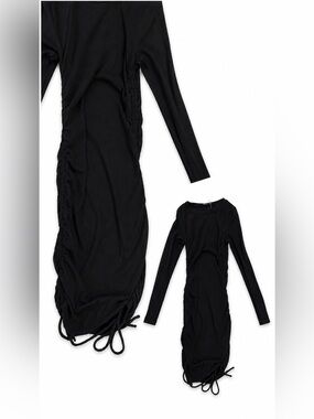 Black Long Sleeve Ruched Bodycon Dress - Women Intimates & Sleepwear
